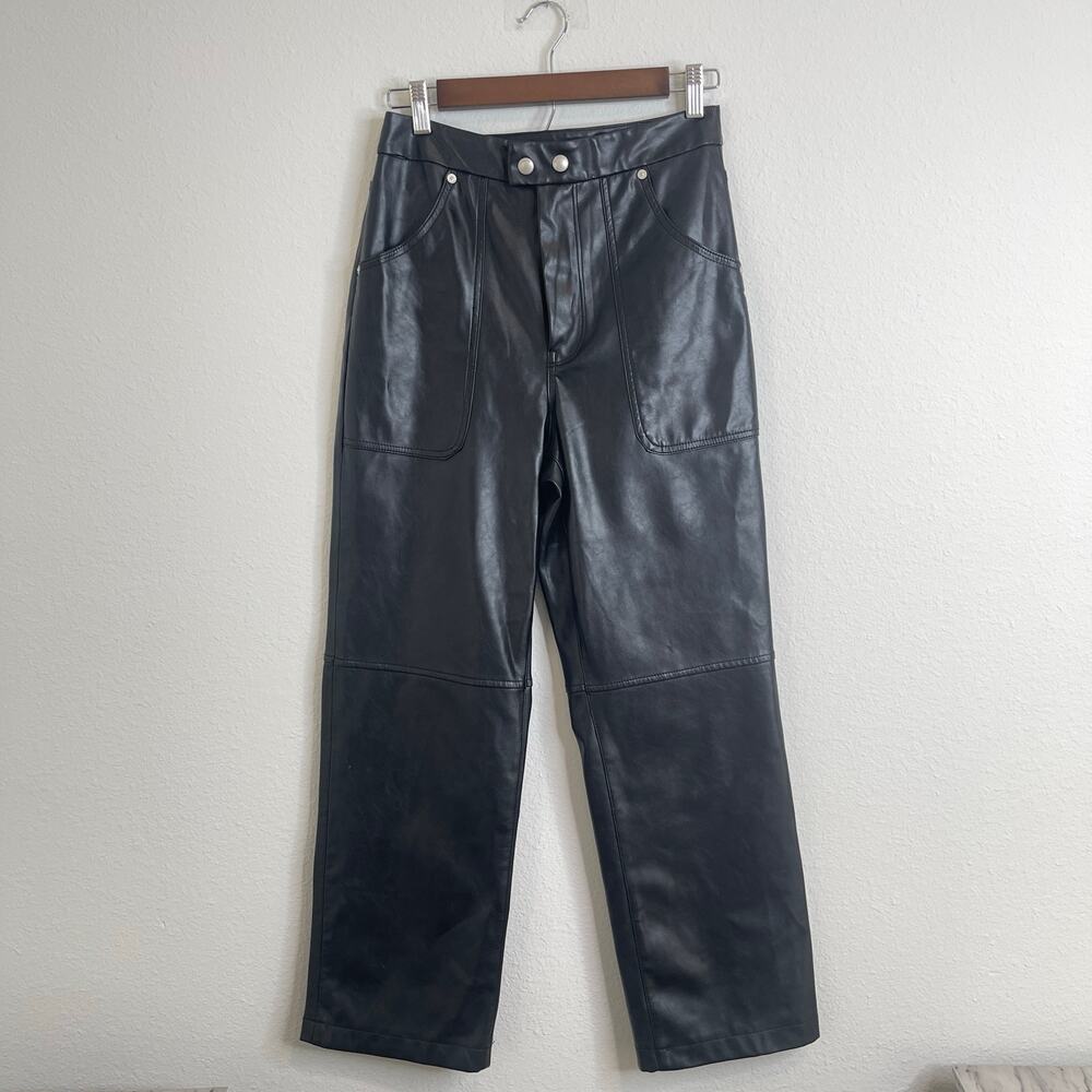 BLANKNYC “The Baxter” Black Faux Leather Pants Size 27 High Rise Straight Leg